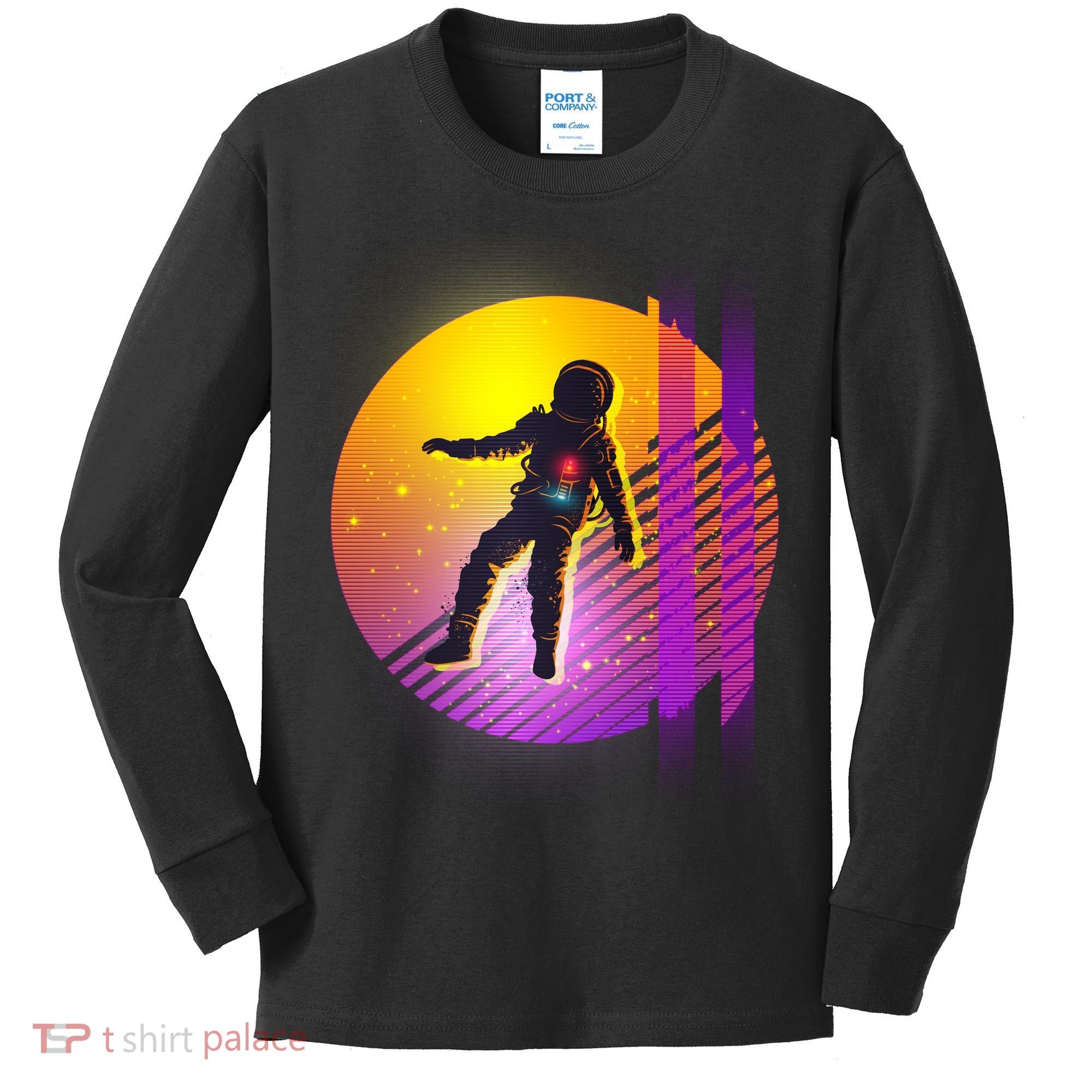 Retro 80's Glitch Astronaut Kids Long Sleeve Shirt