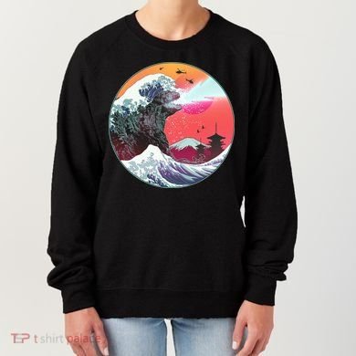 Retro 80's Godzilla Attack Wave Women's Sweatshirt