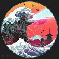 Retro 80's Godzilla Attack Wave Women's Sweatshirt thumb 2