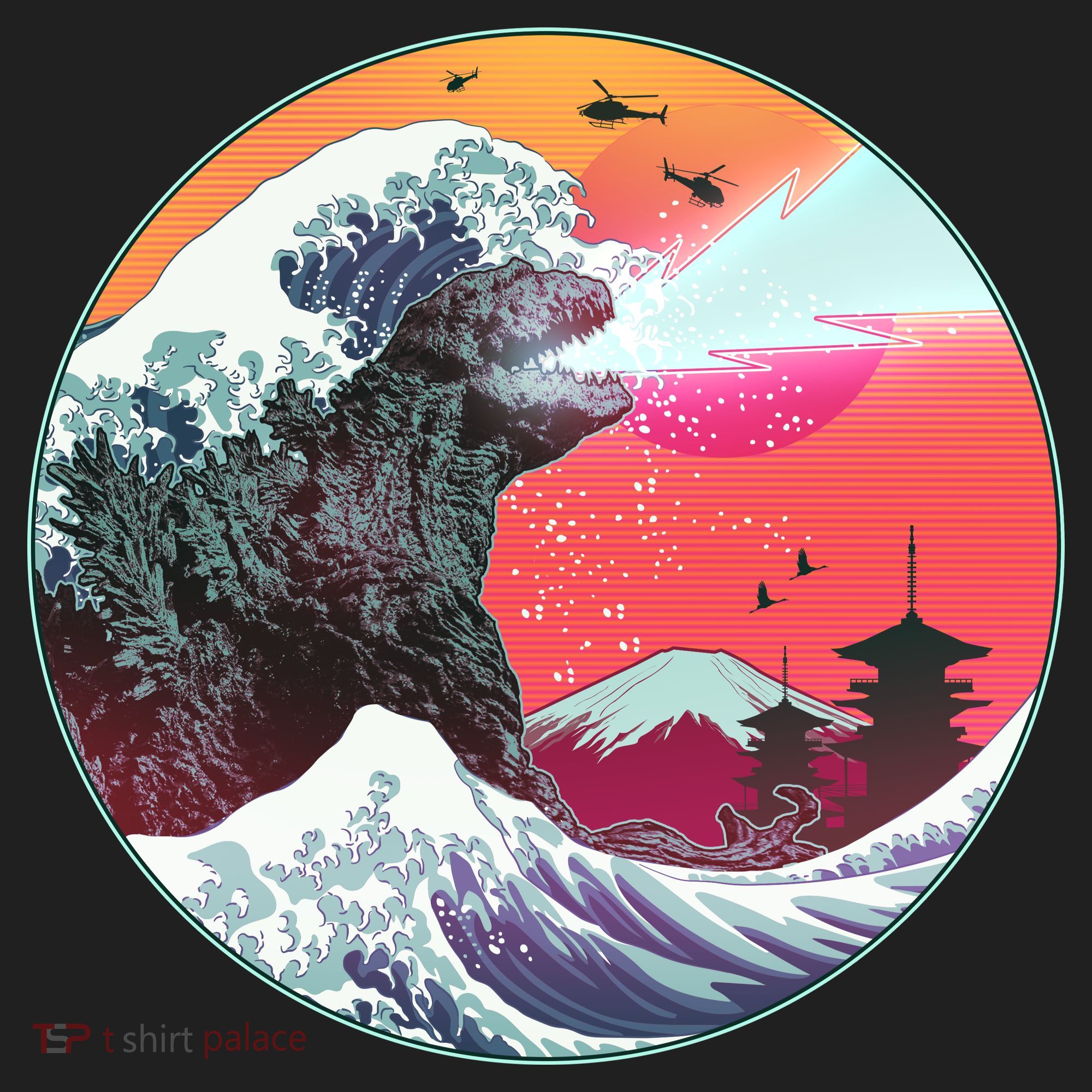 Retro 80's Godzilla Attack Wave Women's Sweatshirt