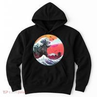 Retro 80's Godzilla Attack Wave Hoodie thumb 0