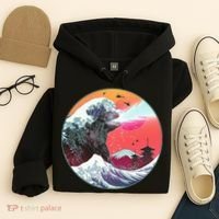 Retro 80's Godzilla Attack Wave Hoodie thumb 4