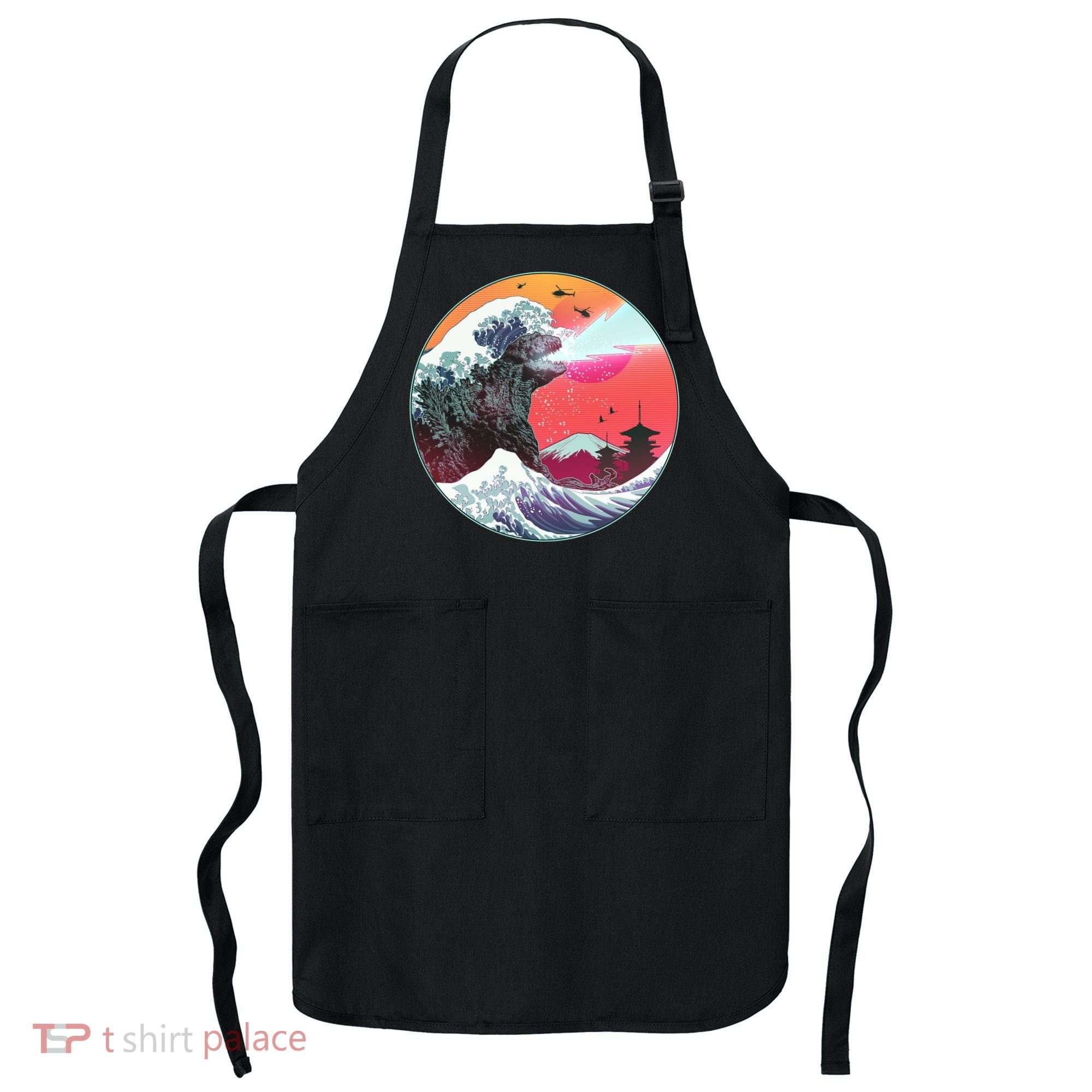 Retro 80's Godzilla Attack Wave Apron