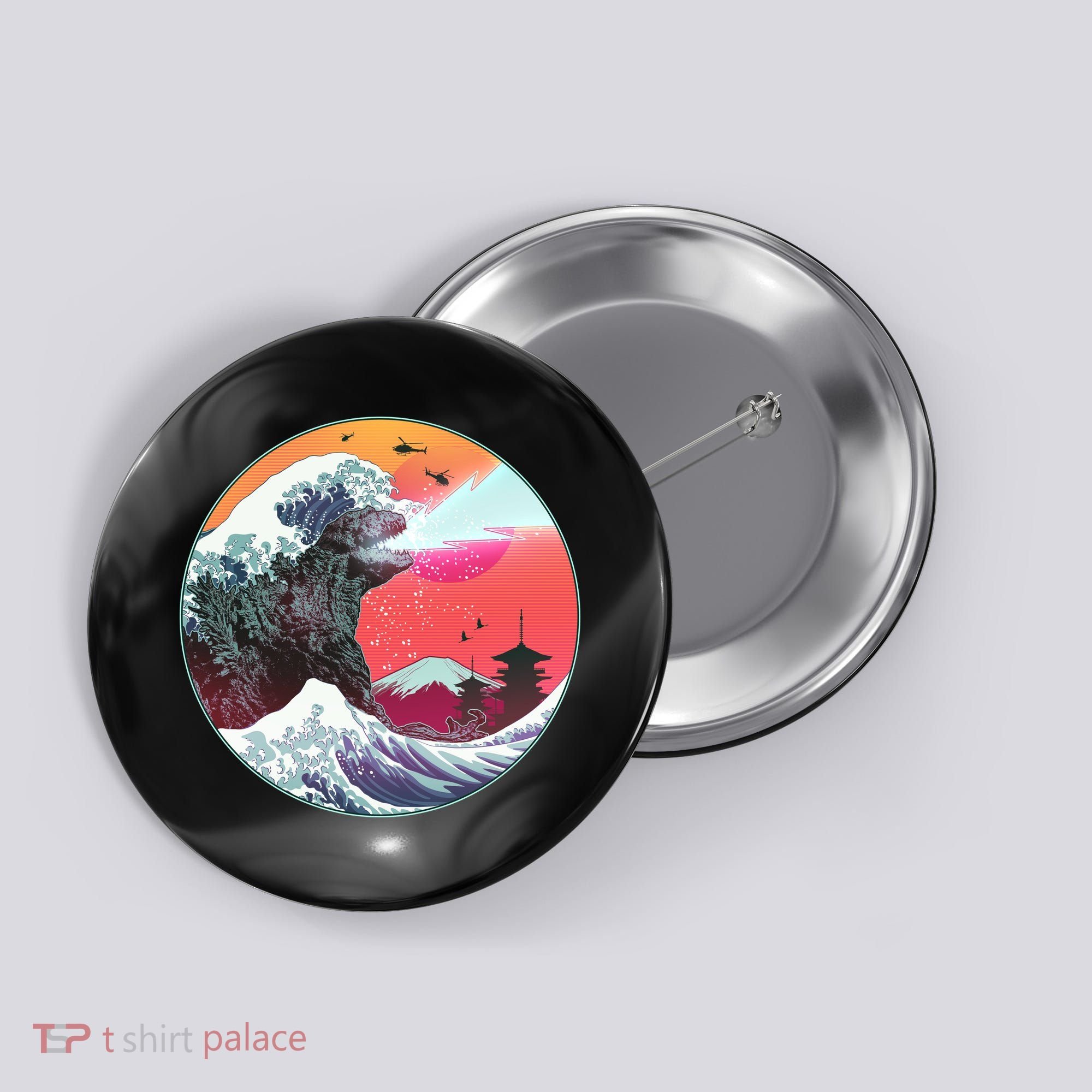 Retro 80's Godzilla Attack Wave Button