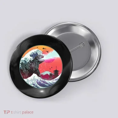 Retro 80's Godzilla Attack Wave Button