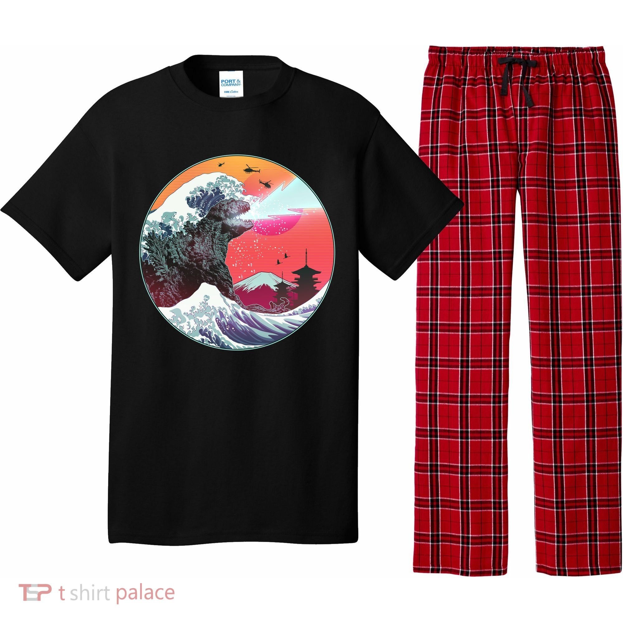 Retro 80's Godzilla Attack Wave Pajama Set