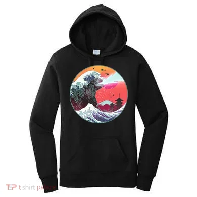 Retro 80's Godzilla Attack Wave Women's Hoodie