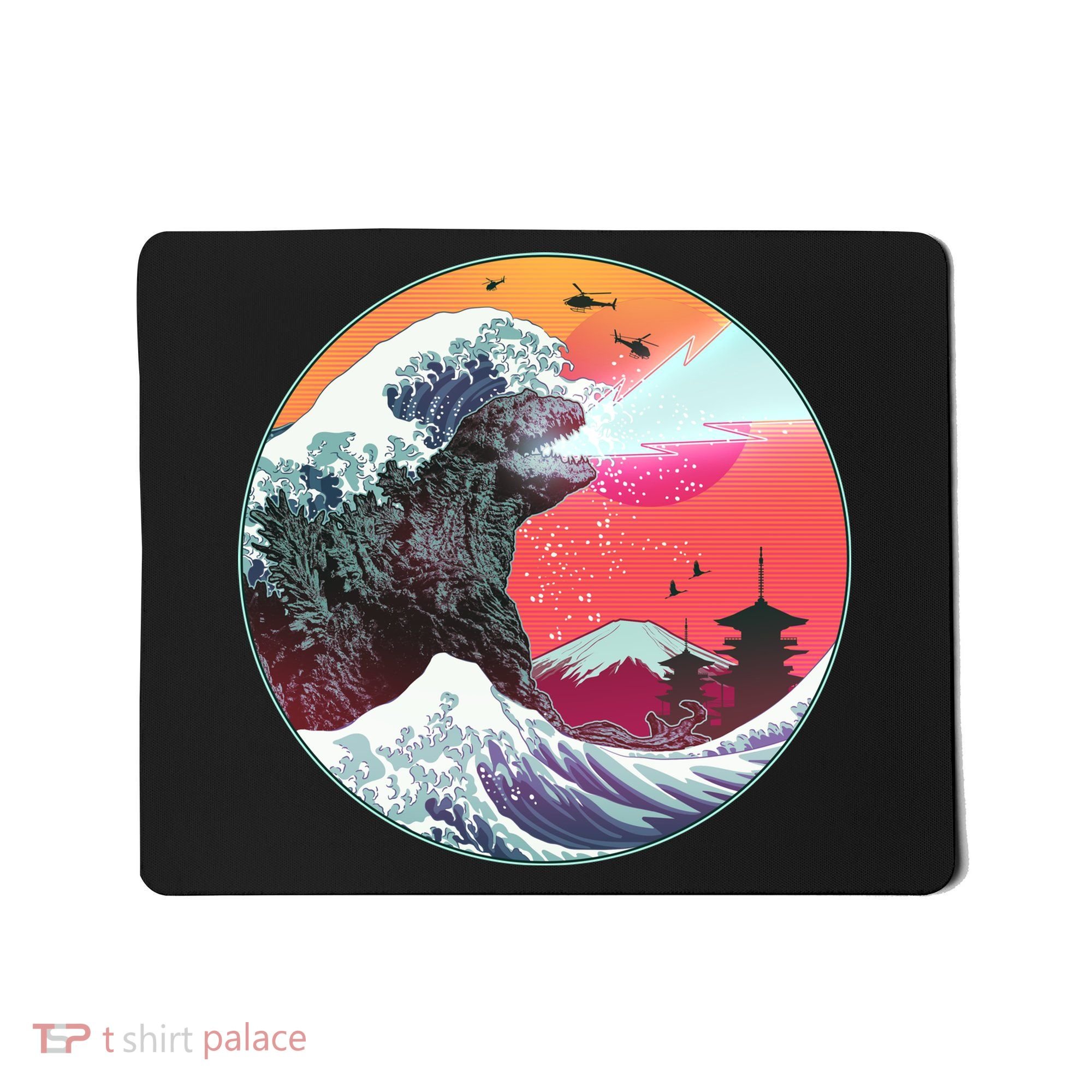 Retro 80's Godzilla Attack Wave Mousepad