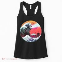 Retro 80's Godzilla Attack Wave Women's Tank Top thumb 0