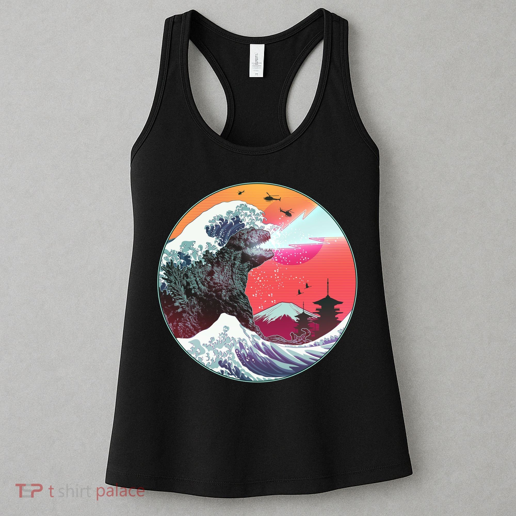 Retro 80's Godzilla Attack Wave Women's Tank Top