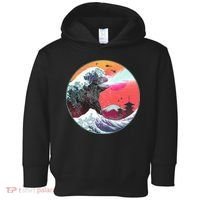 Retro 80's Godzilla Attack Wave Toddler Hoodie thumb 0