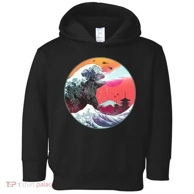 Retro 80's Godzilla Attack Wave Toddler Hoodie