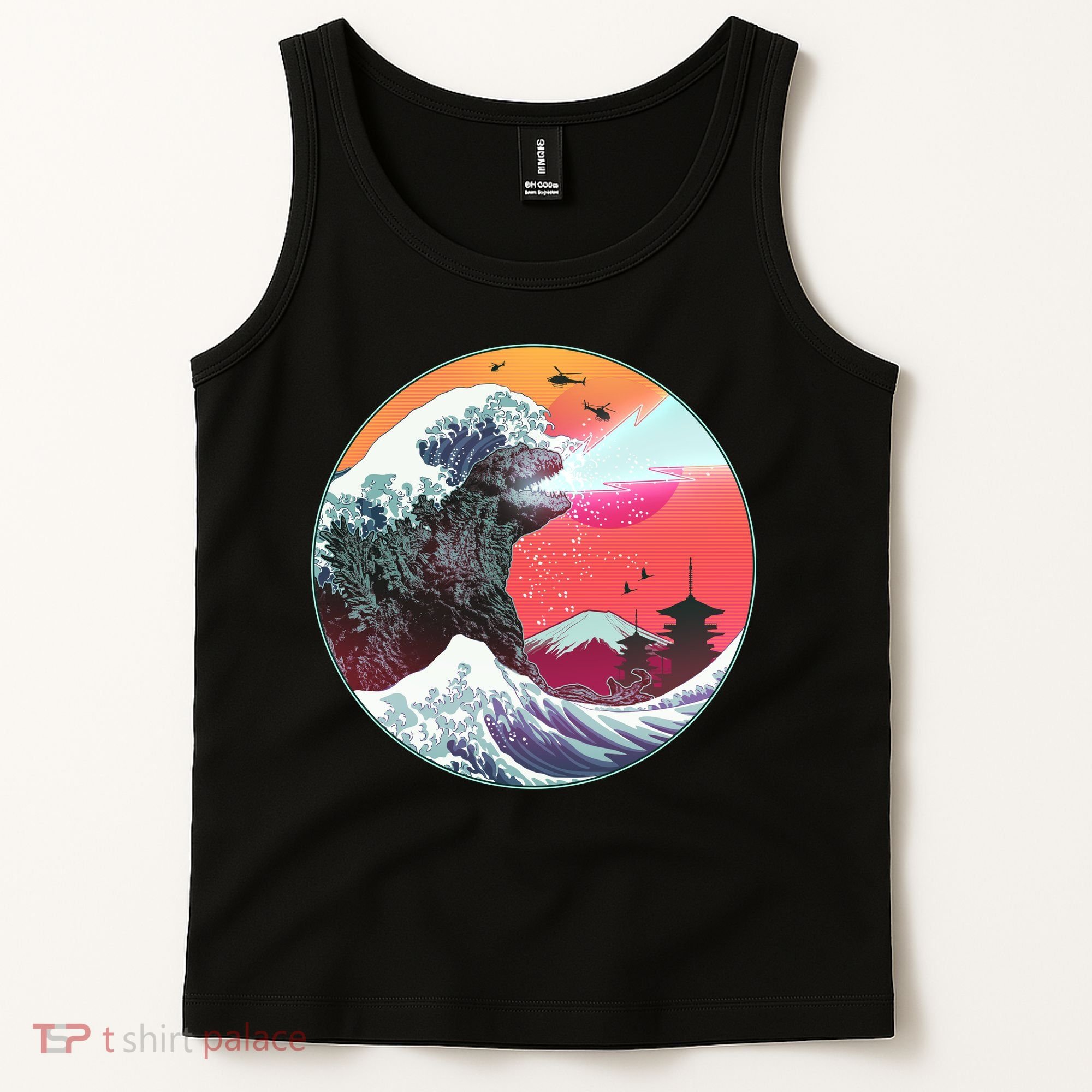 Retro 80's Godzilla Attack Wave Tank Top