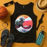 Retro 80's Godzilla Attack Wave Tank Top thumb 4