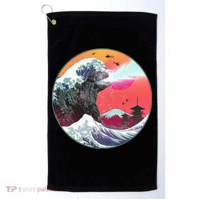 Retro 80's Godzilla Attack Wave Golf Towel