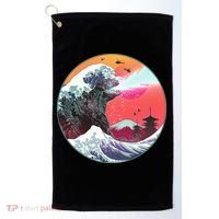 Retro 80's Godzilla Attack Wave Golf Towel thumb 0
