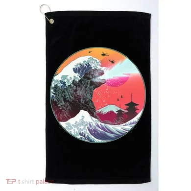 Retro 80's Godzilla Attack Wave Golf Towel