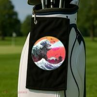 Retro 80's Godzilla Attack Wave Golf Towel thumb 2