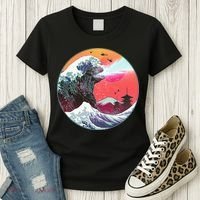 Retro 80's Godzilla Attack Wave Women's T-Shirt thumb 3