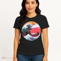 Retro 80's Godzilla Attack Wave Women's T-Shirt thumb 4