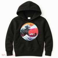Retro 80's Godzilla Attack Wave Kids Hoodie thumb 0