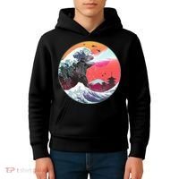 Retro 80's Godzilla Attack Wave Kids Hoodie thumb 4