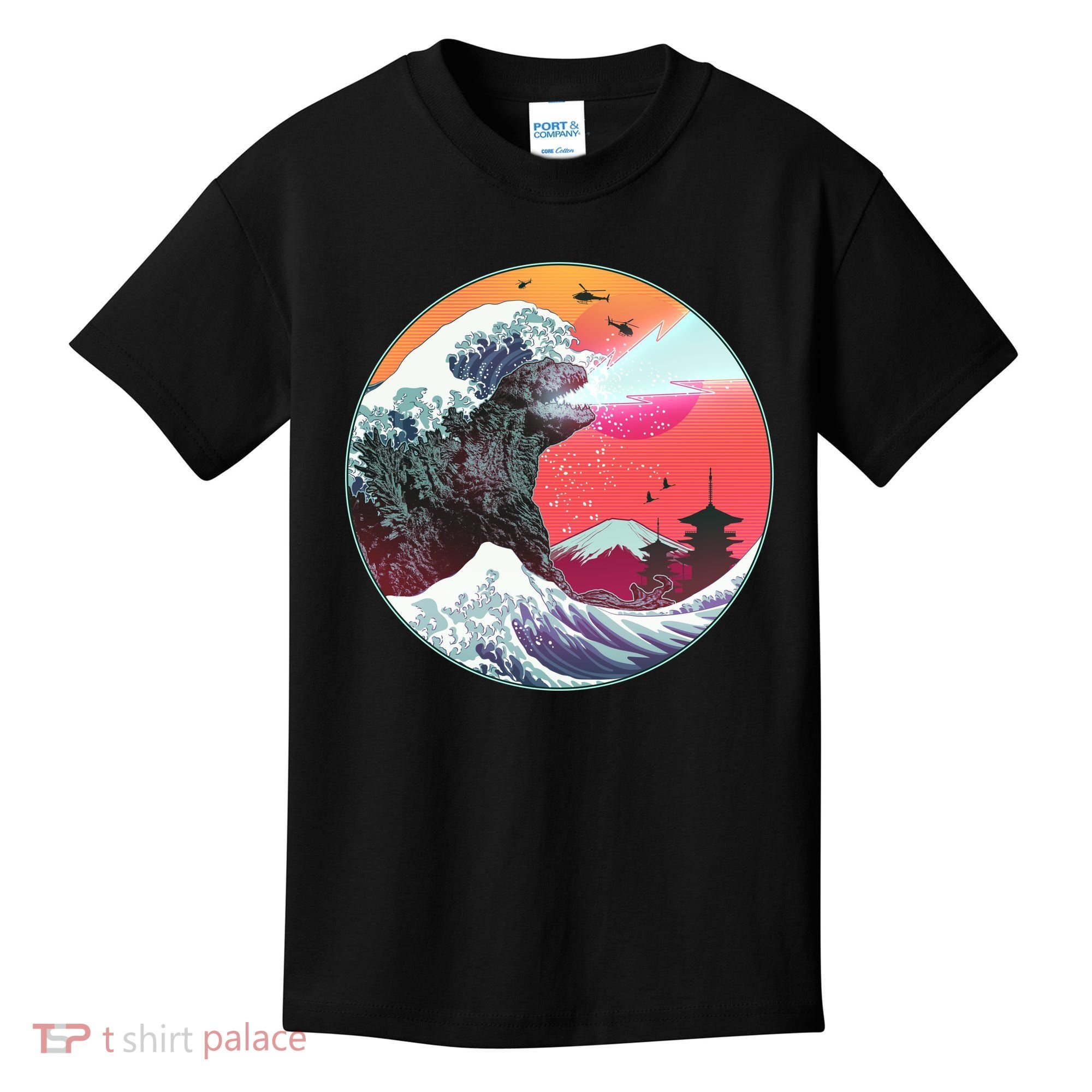 Retro 80's Godzilla Attack Wave Kids T-Shirt