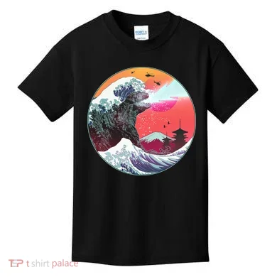 Retro 80's Godzilla Attack Wave Kids T-Shirt