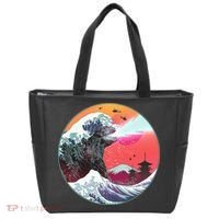 Retro 80's Godzilla Attack Wave Tote Bag thumb 0