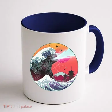 Retro 80's Godzilla Attack Wave Coffee Mug back