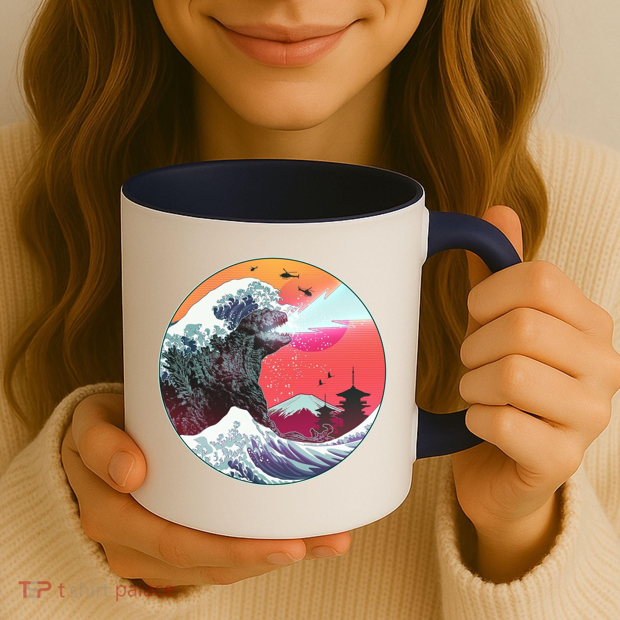 Retro 80's Godzilla Attack Wave Coffee Mug