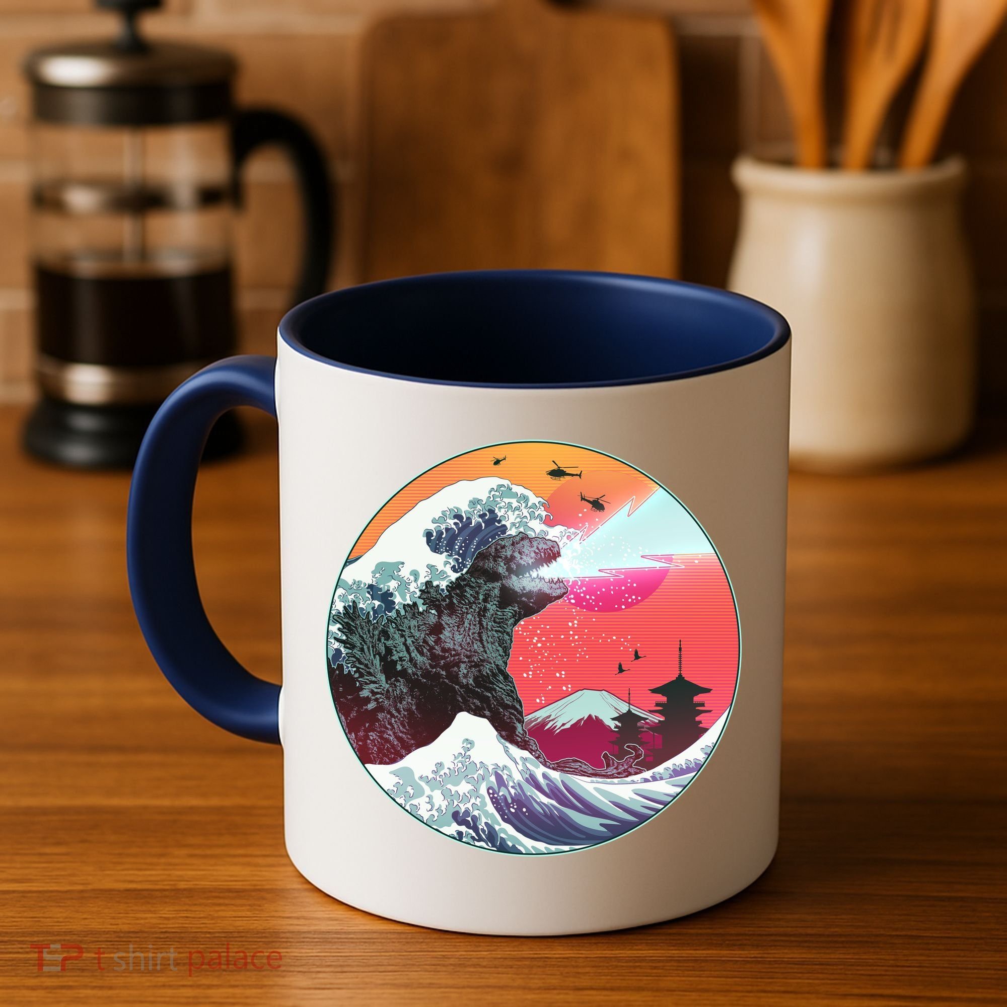 Retro 80's Godzilla Attack Wave Coffee Mug
