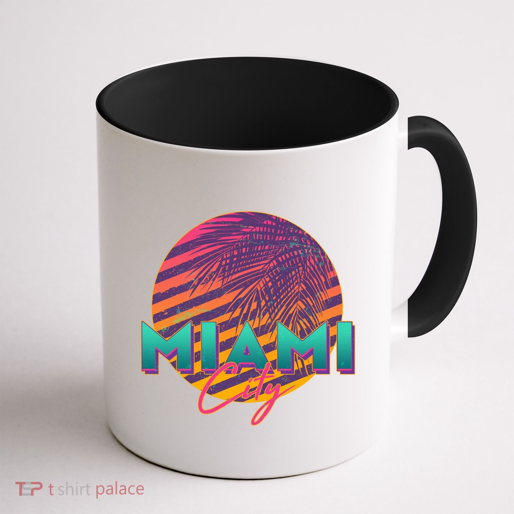 Retro 80's Miami CIty Emblem Coffee Mug