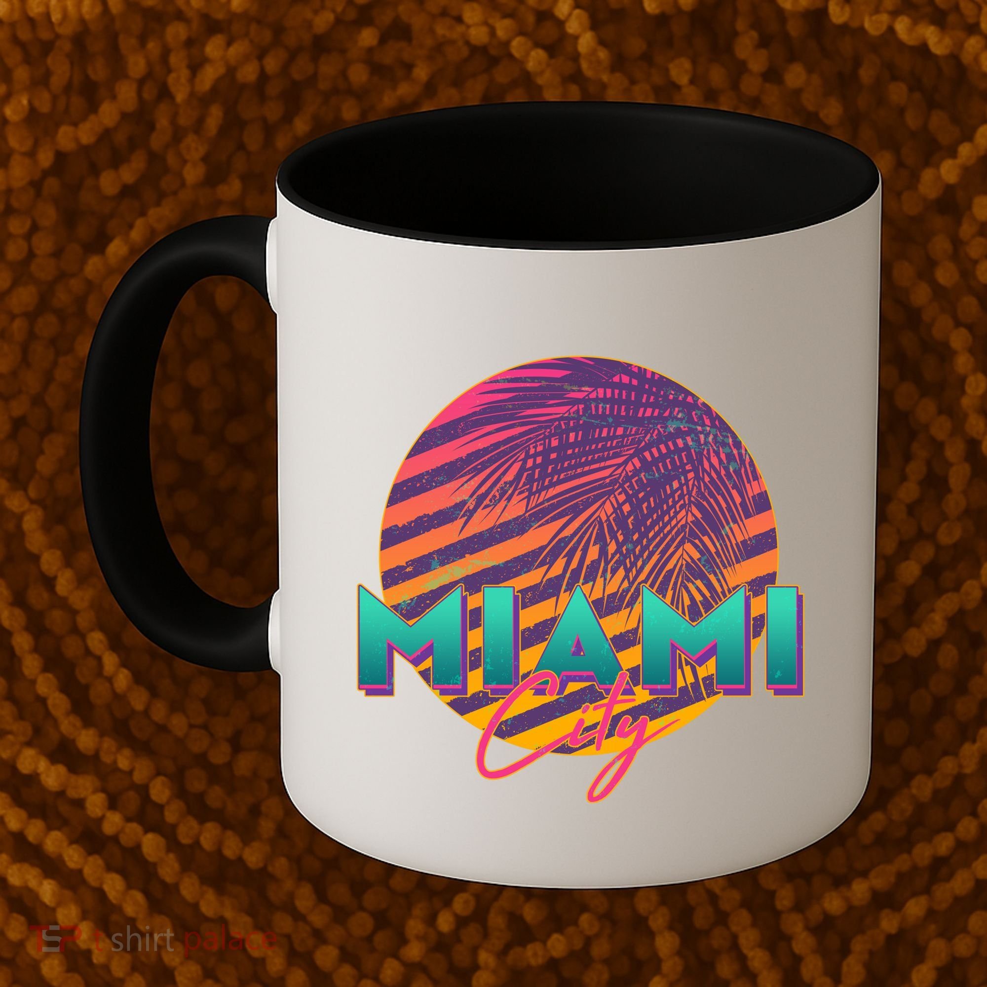 Retro 80's Miami CIty Emblem Coffee Mug