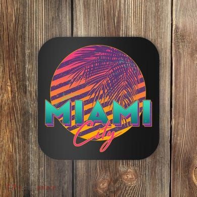 Retro 80's Miami CIty Emblem Coaster
