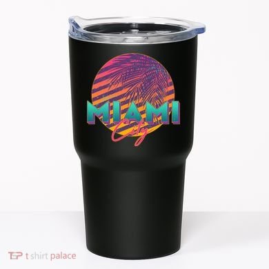 Retro 80's Miami CIty Emblem Tumbler