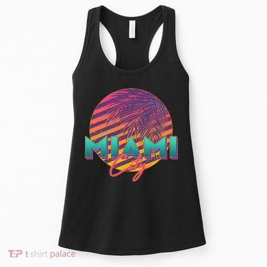 Retro 80's Miami CIty Emblem Women's Tank Top