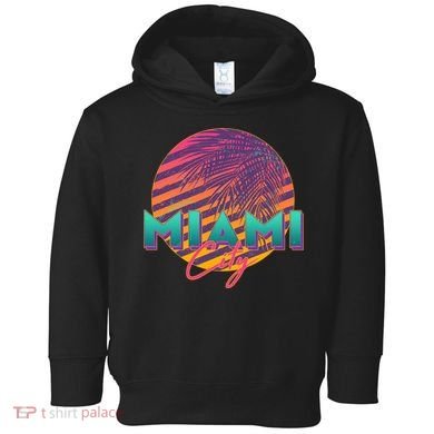 Retro 80's Miami CIty Emblem Toddler Hoodie
