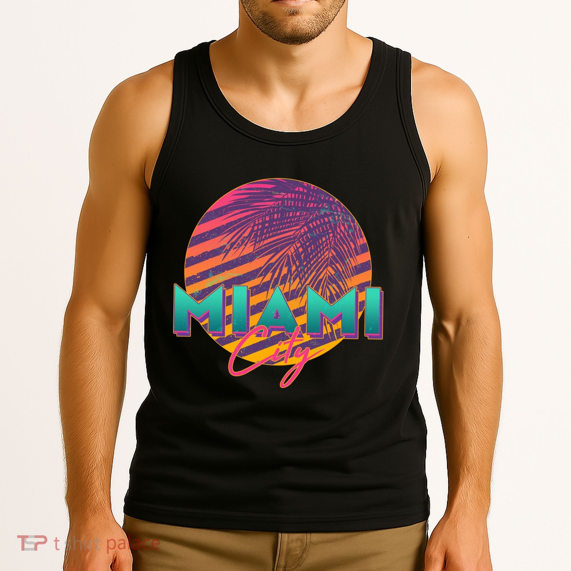 Retro 80's Miami CIty Emblem Tank Top