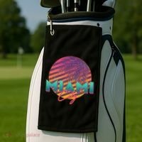 Retro 80's Miami CIty Emblem Golf Towel thumb 2