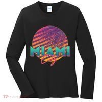 Retro 80's Miami CIty Emblem Women's Long Sleeve Shirt thumb 0