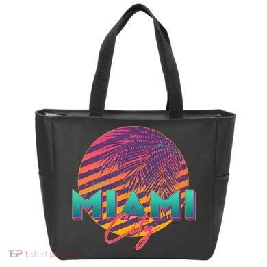 Retro 80's Miami CIty Emblem Tote Bag