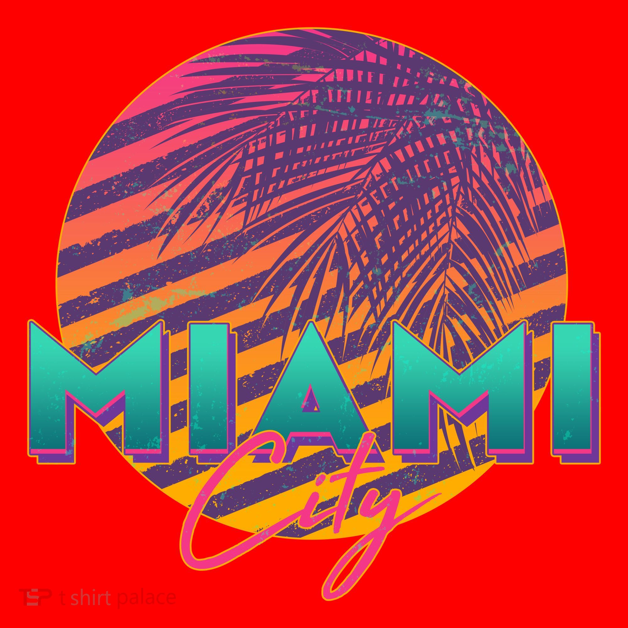 Retro 80's Miami CIty Emblem Santa Hat