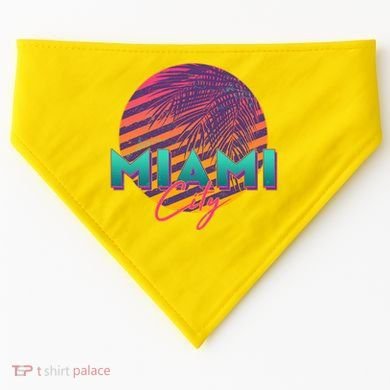 Retro 80's Miami CIty Emblem USA-Made Doggie Bandana