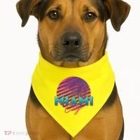 Retro 80's Miami CIty Emblem USA-Made Doggie Bandana thumb 1