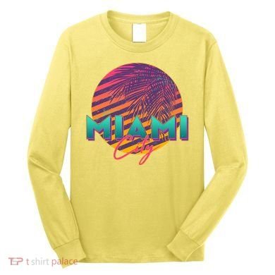 Retro 80's Miami CIty Emblem Long Sleeve Shirt