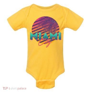 Retro 80's Miami CIty Emblem Baby Bodysuit