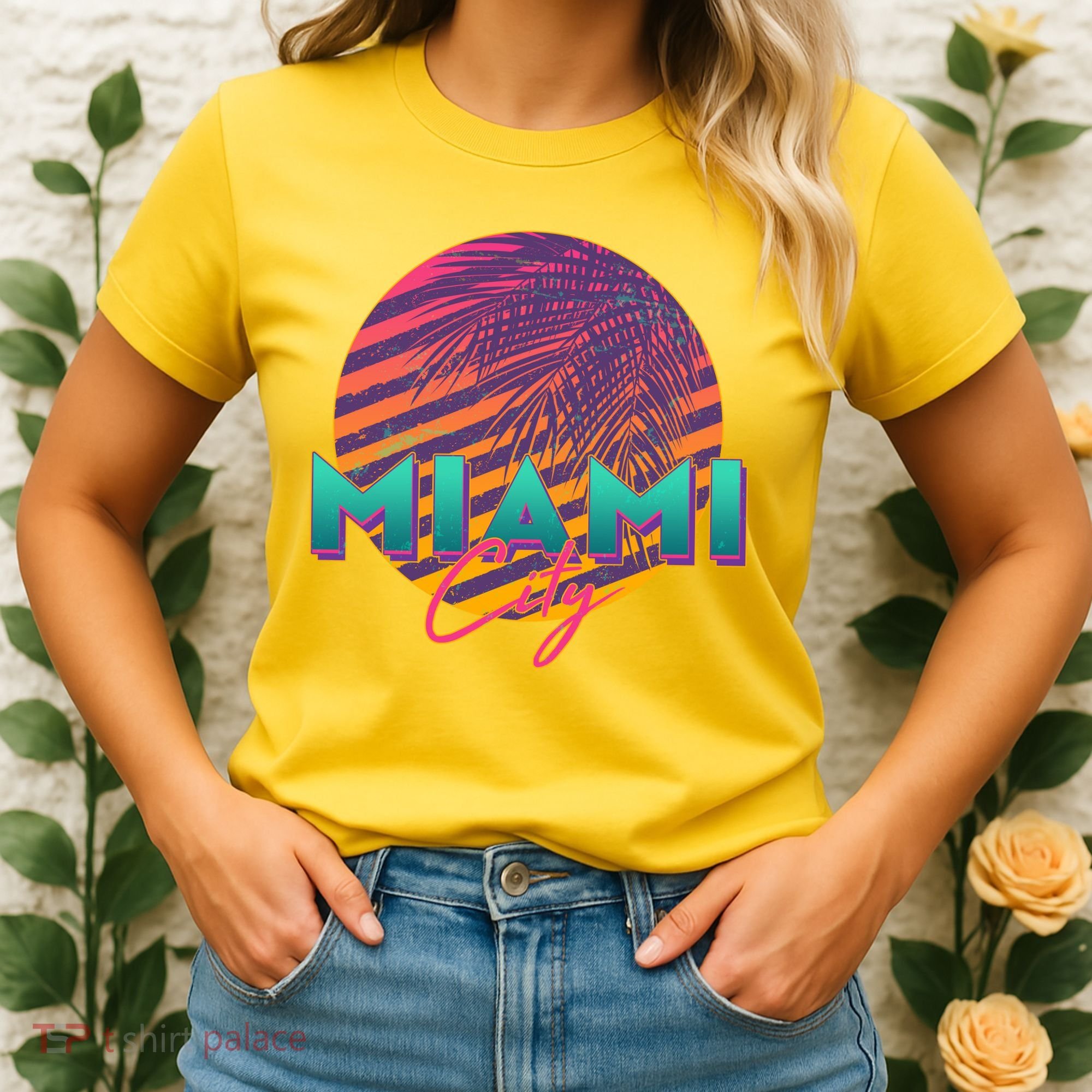 Retro 80's Miami CIty Emblem Women's T-Shirt