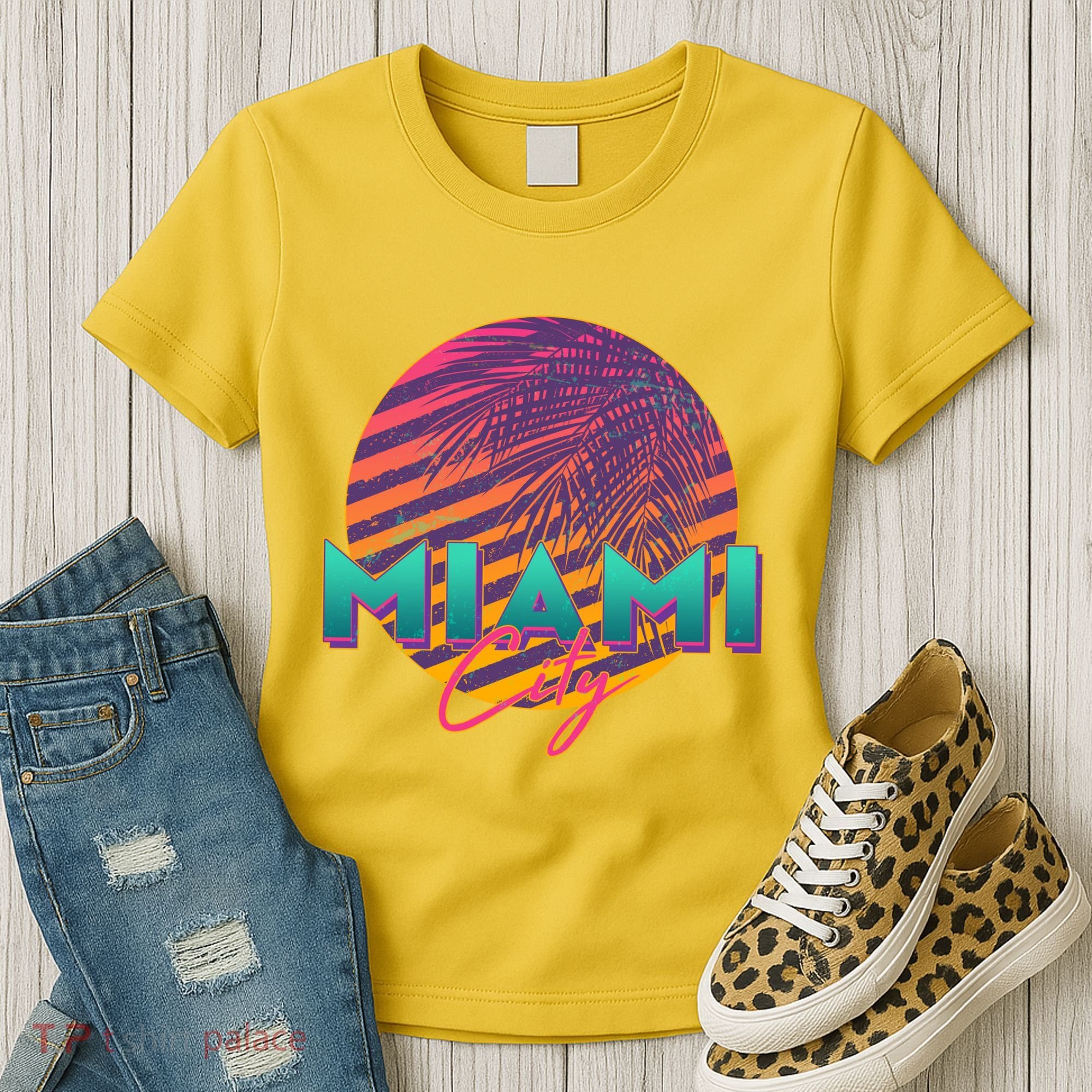Retro 80's Miami CIty Emblem Women's T-Shirt