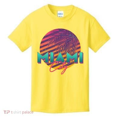 Retro 80's Miami CIty Emblem Kids T-Shirt